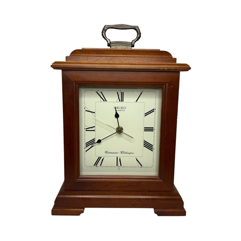 Seiko Mina Mantel Clock QXJ102BC Westminster Quarter Hour Roman Numeral Cherry